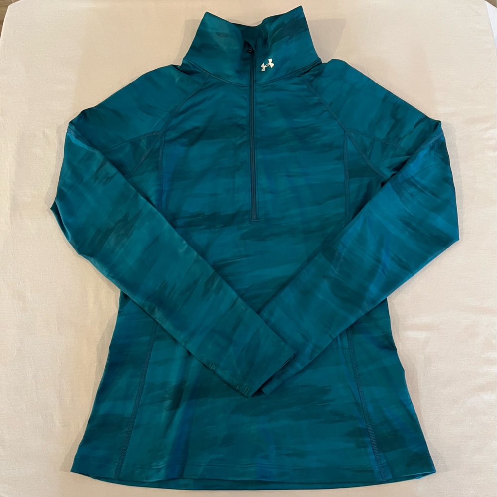 Under Armour ColdGear Quarter Zip Running Sweater, Teal/Blue, Size M